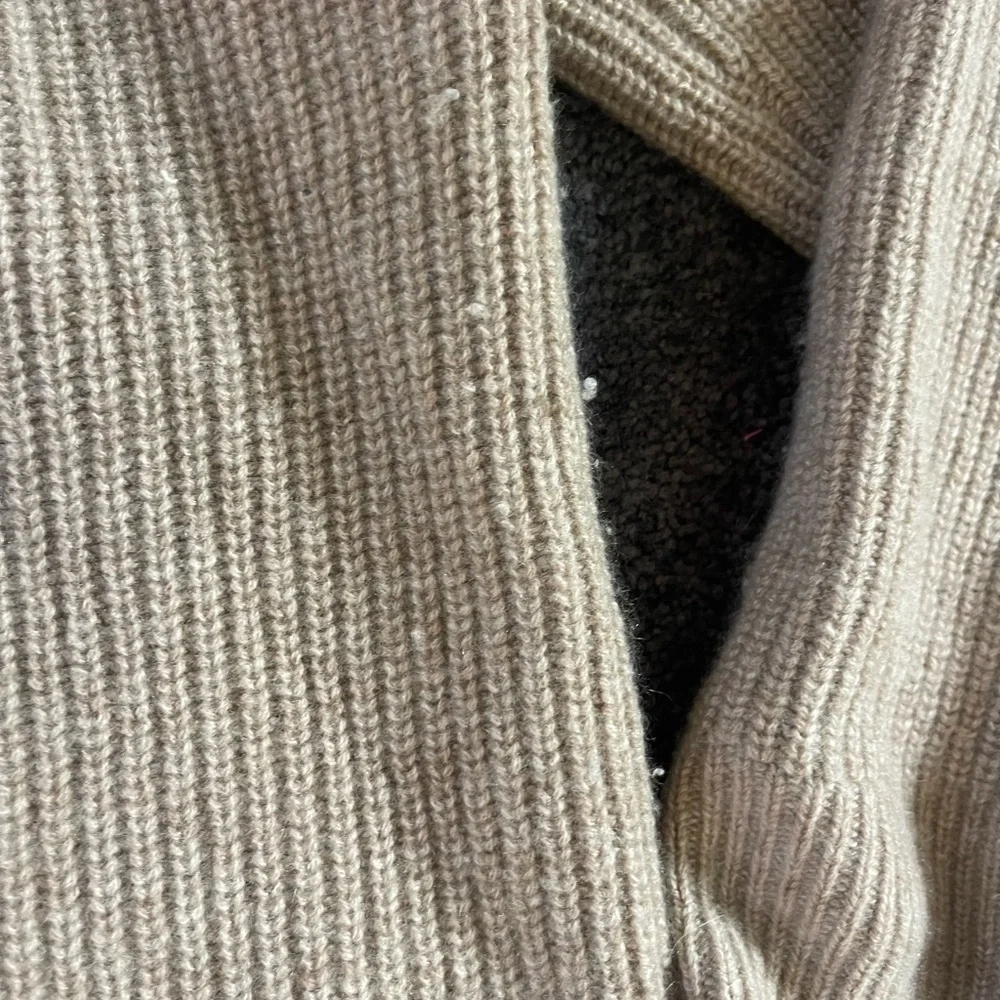 Quince Women's Cream Brown Cardigan Sweater - Picture 6 of 6
